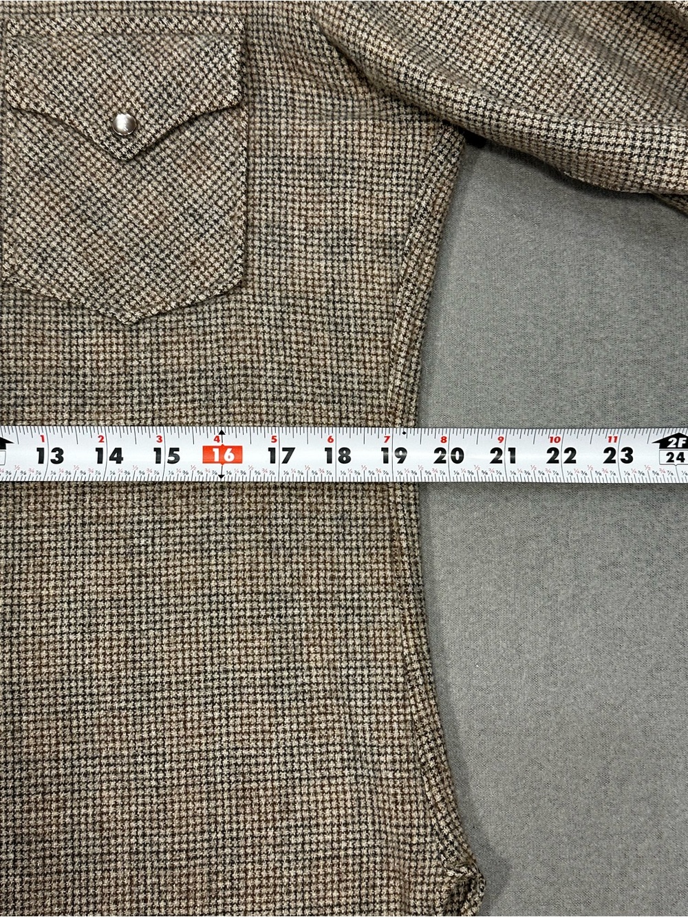 Vintage Pendleton Shirt Mens L Wool Western Snap Brown Tweed Shacket USA Style - Picture 12 of 15